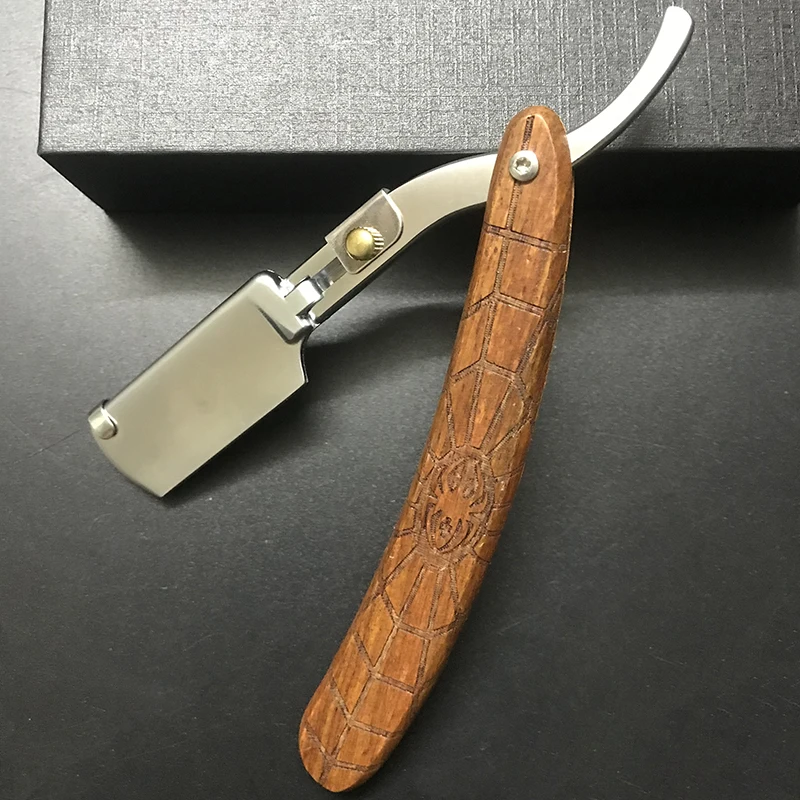 Men Straight Razor Edge Wood Stainless Steel Sharp Barber Razor Professional Manual Shaver Shaving Safety Beard Cutter Tools