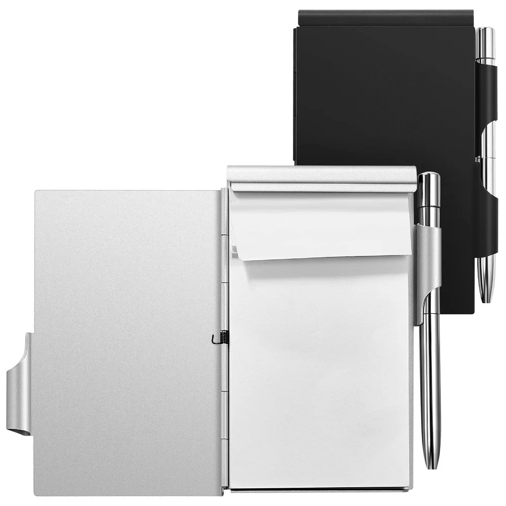 Metal Pocket Notebook Aluminum with Pen and Refillable Paper Mini Notepad Portable Travel Notepad with Pen Holder