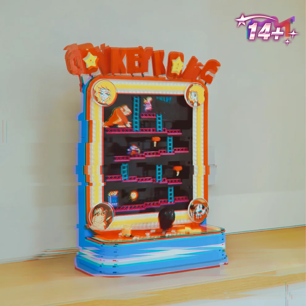 Hot Toys 1371pcs Games Playable Joystick Retro Gaming Console Donkey Kong Maze Building Block Model Toy For Decoration Gift