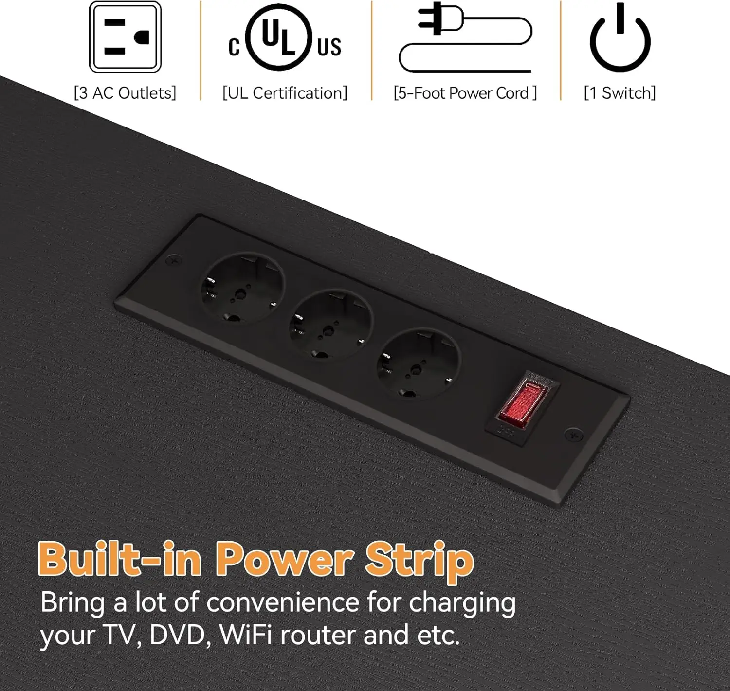 TV-Ständer Kommode für Schlafzimmer mit Ladestation 10 Stoffschubladen Rustikaler TV-Ständer Medienkonsole für Fernseher bis zu 55 Zoll – Detail 13