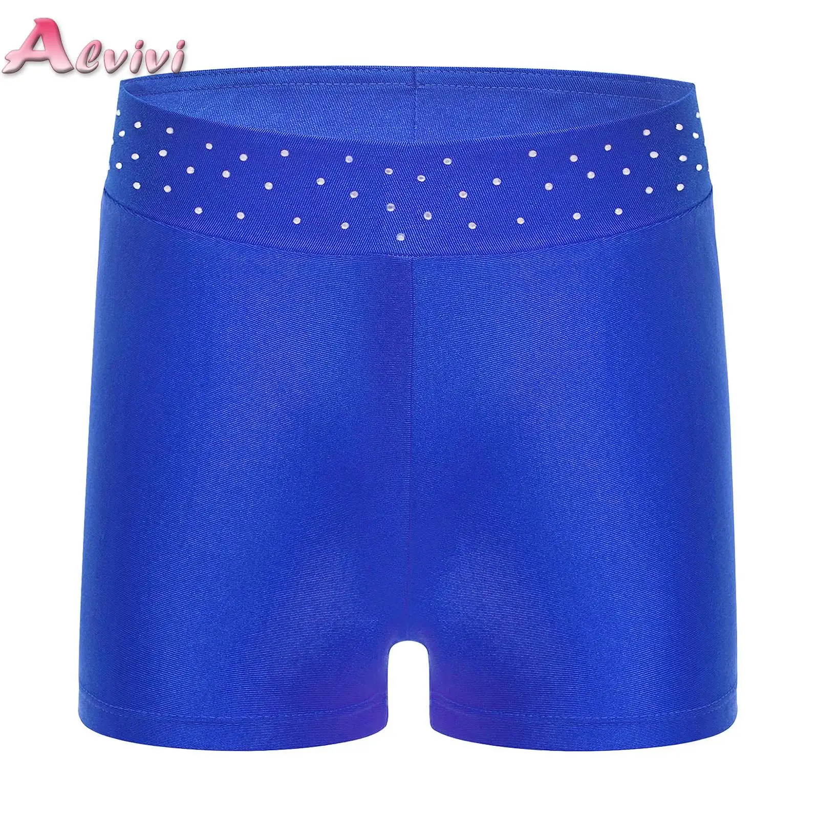 

Kids Girls High Waist Dance Shorts Girls Shiny Rhinestones Work Out Acrobatics Gymnastics Dancing Shorts Teenager Fitness Shorts