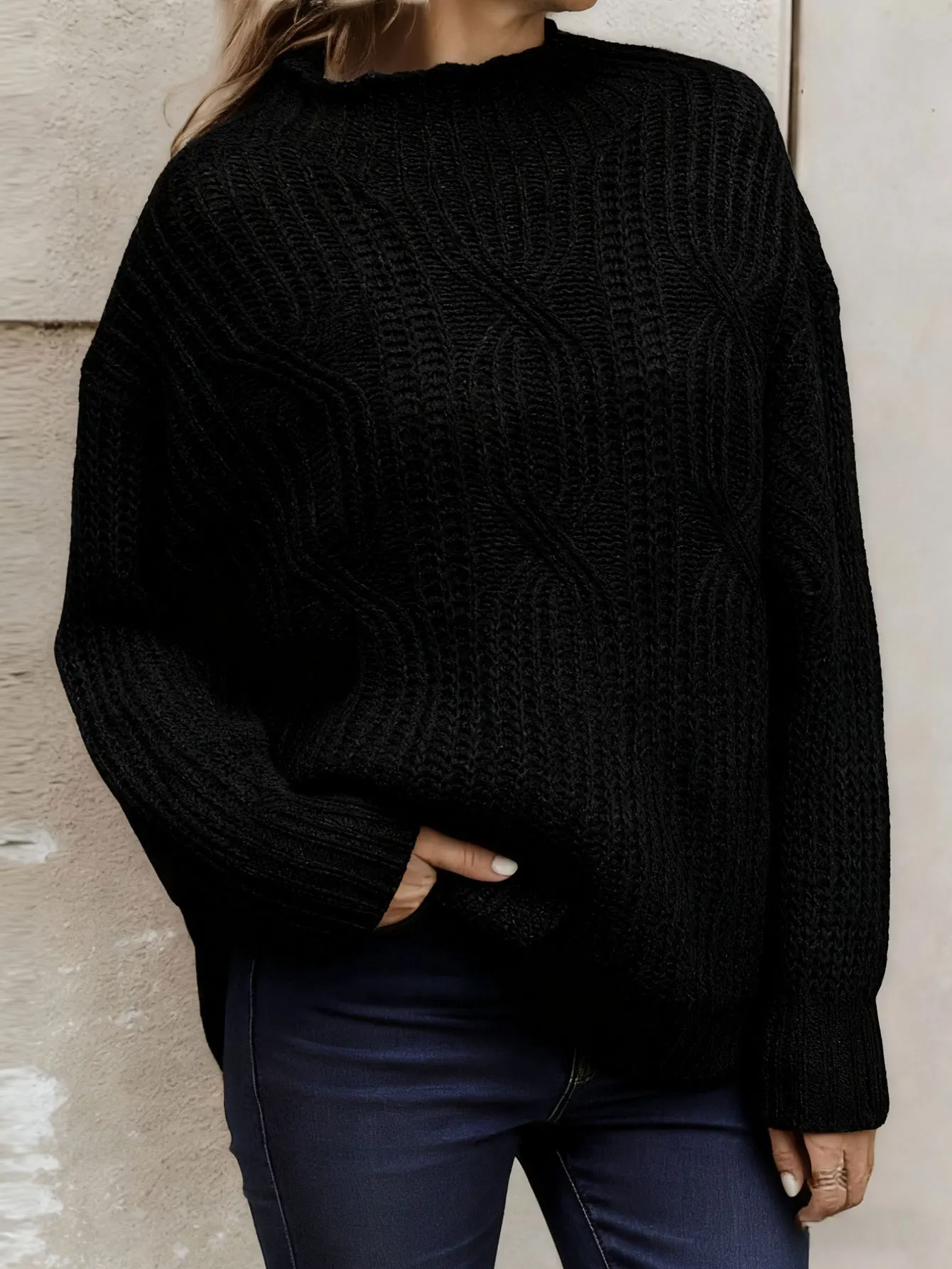 Pull élégant surdimensionné à col roulé pour femme, chemisier doux à manches longues, semblable au manteau d'hiver, pull chaud d'automne et d'hiver