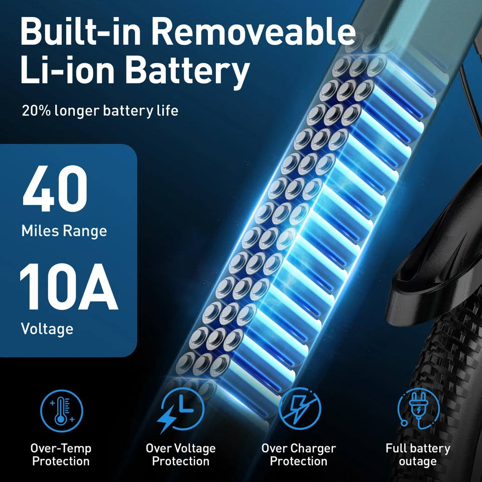 Electric Bike for Adults, 540W Peak Mountain Ebike with 25 MPH, 40 Miles Range, 7 Speed, 36V 10.4Ah Battery Ebike, 24''/26" Electric Bicycle for Commute image 9