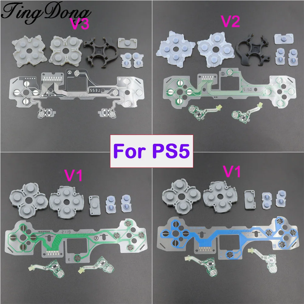 

1 комплект для PS5 BDM-010 020 030 проводящая пленка + силиконовая резиновая кнопка для контроллера PS5 V1 V2 V3