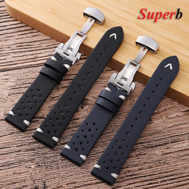 جودة Sailcloth حزام ساعة اليد تنفس حزام الساعات ل Seiko النايلون الإفراج السريع الرياضة حزام المعصم 20 مللي متر 22 مللي متر فراشة مشبك