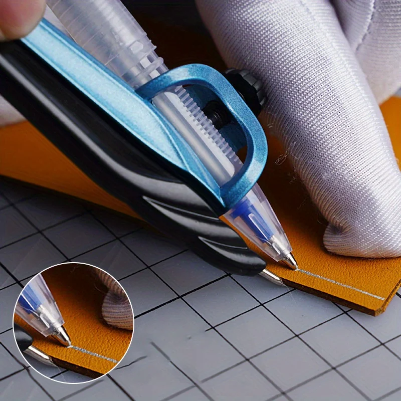 1 Pc Leather Gauge for Spacing DIY Leather Making Tool Adjustable Leather Edge Marking Gauge Clip Mercury Pen Leather Tools