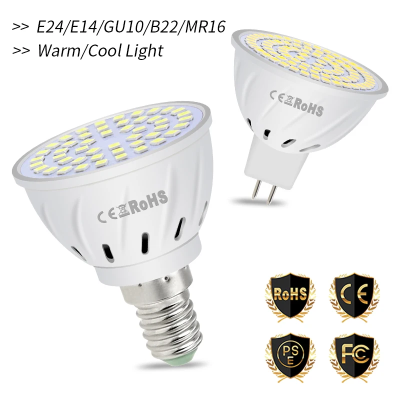 

220V Spot Light GU10 LED Bulb MR16 Corn Lamp E27 Spotlight E14 Ampoule Household Night Bulb B22 Bombilla 2835 Bedroom Lighting