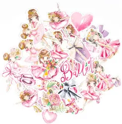 27 pçs na moda linda menina ballet arte adesivos kawaii diy decalques para garrafas de água, capas de telefone, revistas, scrapbook, planejadores