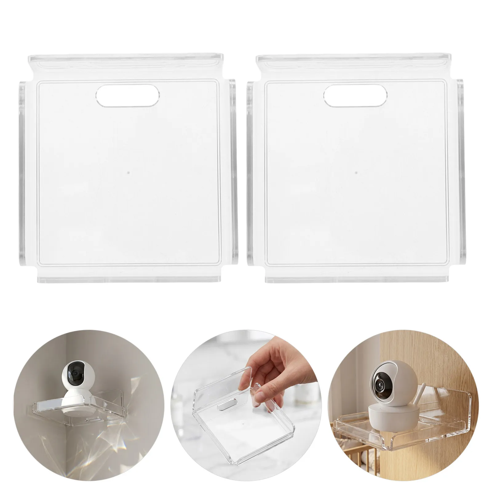 2 Pcs Nail-free Camera Bracket Acrylic Shelves Clear Floating Wall Shelf Transparent for Mount Holder Display Ledges