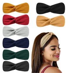 Diademas elásticas de Color liso para mujer, diadema de Yoga, turbante de moda, Aro para el cabello, Vintag, envoltura para la cabeza, accesorios para el cabello