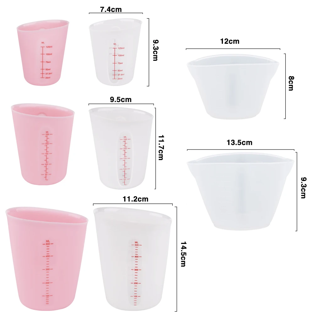 125/250/500ml Silicone Measuring Cup Tools With Scale DIY Gypsum Plaster Epoxy Resin Glue Mixing Cup Tools For Jewelry Making