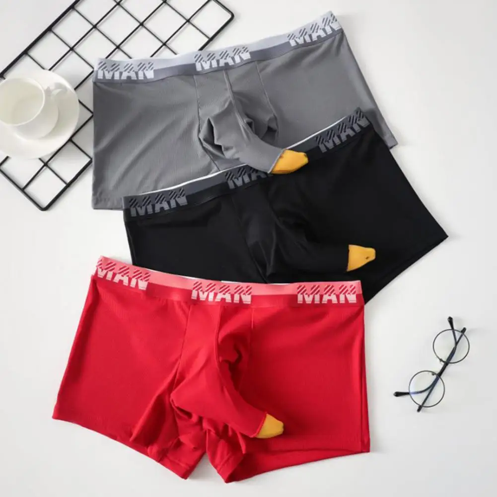 

Independent Pouch Boxers Men's Ice Silk Boxer Underwear Wide Waistband Non-slip Shorts Separate Scrotum Support Mesh for Daily