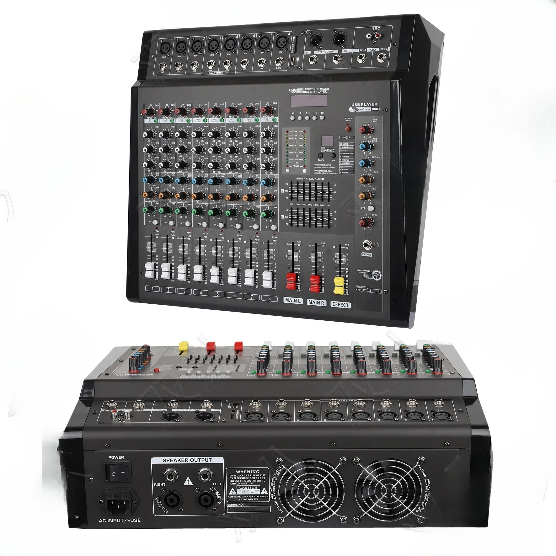 With Bluetooth reverb equalization, suitable for wedding stage performances, outdoor home high-power professional mixer DMX