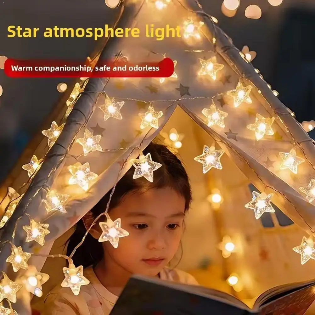 Indoor Star String Lights USB Operated Warm White Colorful LED Fairy Lamp For Christmas Wedding Party Bedroom Window Home Decor