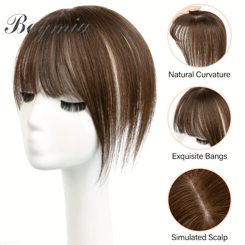 Straight Human Hair Toppers for Women with Thining Hair, 5x9 Skin Scalp Area with Bangs, Suitable for Women to Increase Hair Volume And Cover Hair Loss Top HairPieces Wiglets