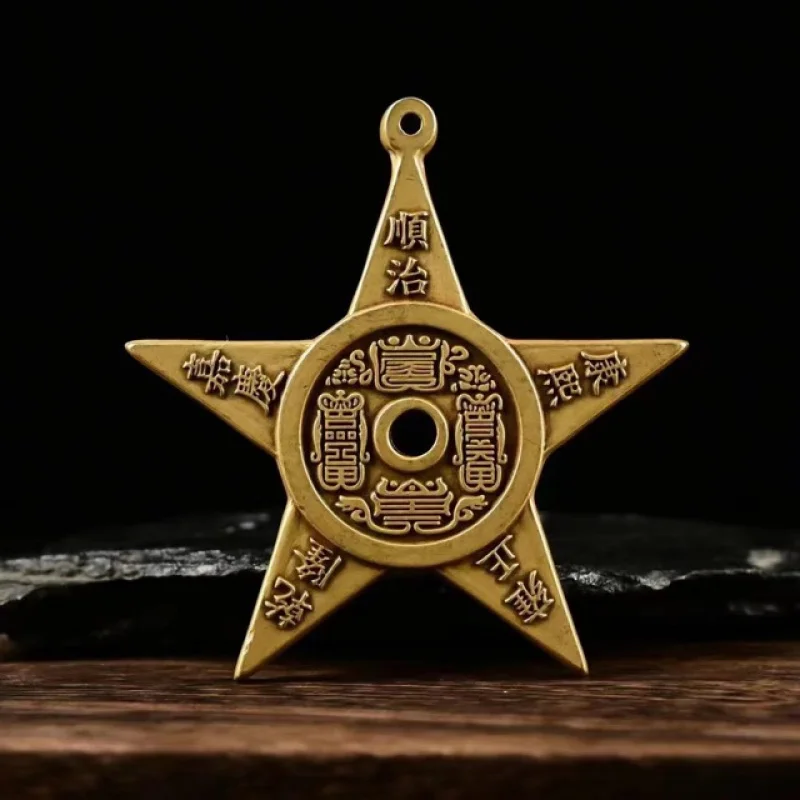 

Antique Wholesale Brass Cinnabar Five Emperors Fortune, Prosperity, Longevity, Happiness, Wealth Five Corners Home Decoration Li