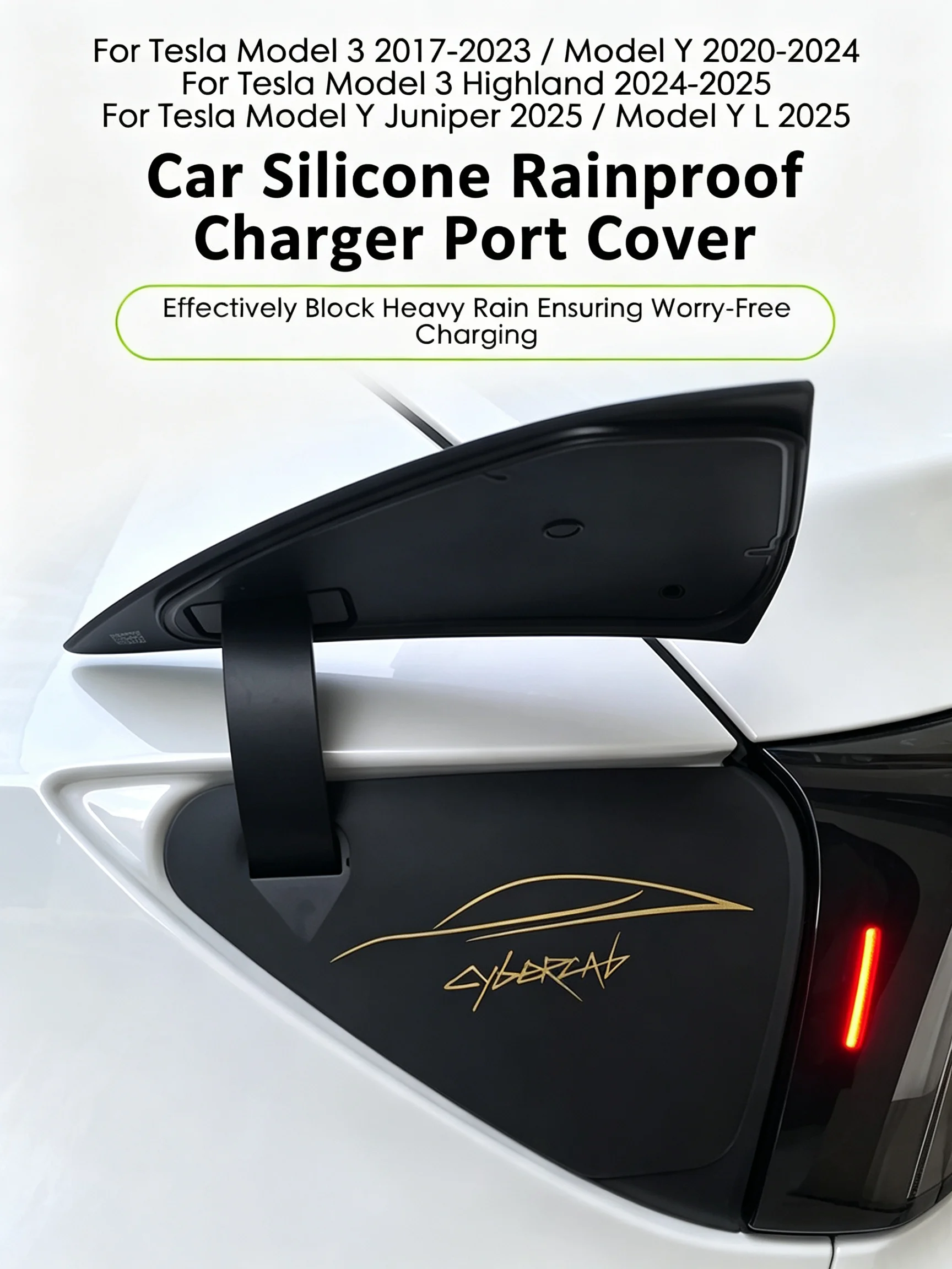 For Tesla Model 3 Y Juniper / YL / YS charger port protective cover silicone Outdoor waterproof dustproof automotive Accessories view 5