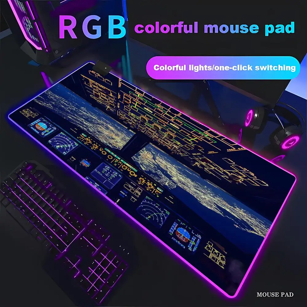 

RGB HD Cockpit Deskpad Airplane Anime Animes Display Mousepad Speed Evening Buttons Panel Desk Mat Computer Tables Kawaii XAXC