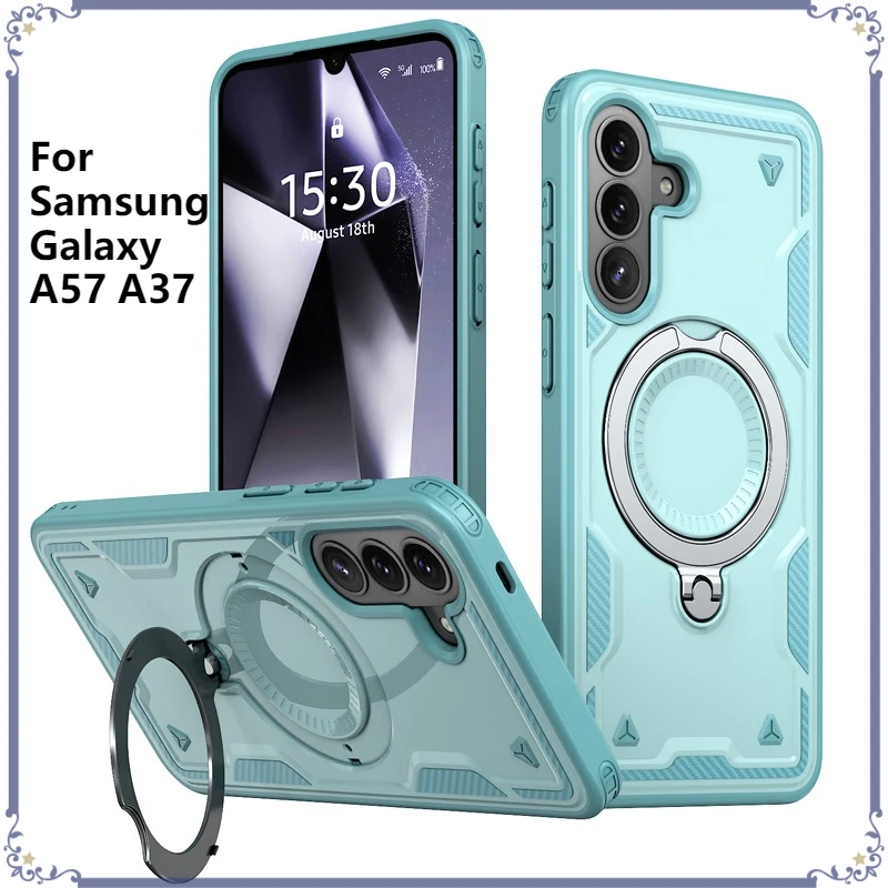 Case For Samsung Galaxy A57 A27 5G ELVEV Shockproof Hard PC + Soft TPU Rotating Holder Magnetic Phone Cover
