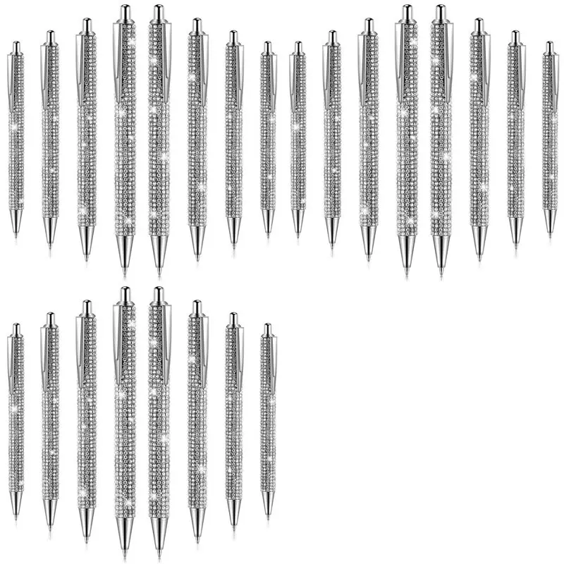 

24 шт., милые ручки с блестящими бриллиантами, рождественские стразы, подарок, металлические шариковые ручки, необычные блестящие хрустальные ручки C