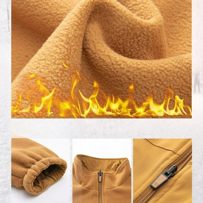 Plus Size Winter Jackets Men Winter Fleece Liner Outdoors Windproof Cotton Padded Jackets Male Travel Thick Warm Parka Overcoat