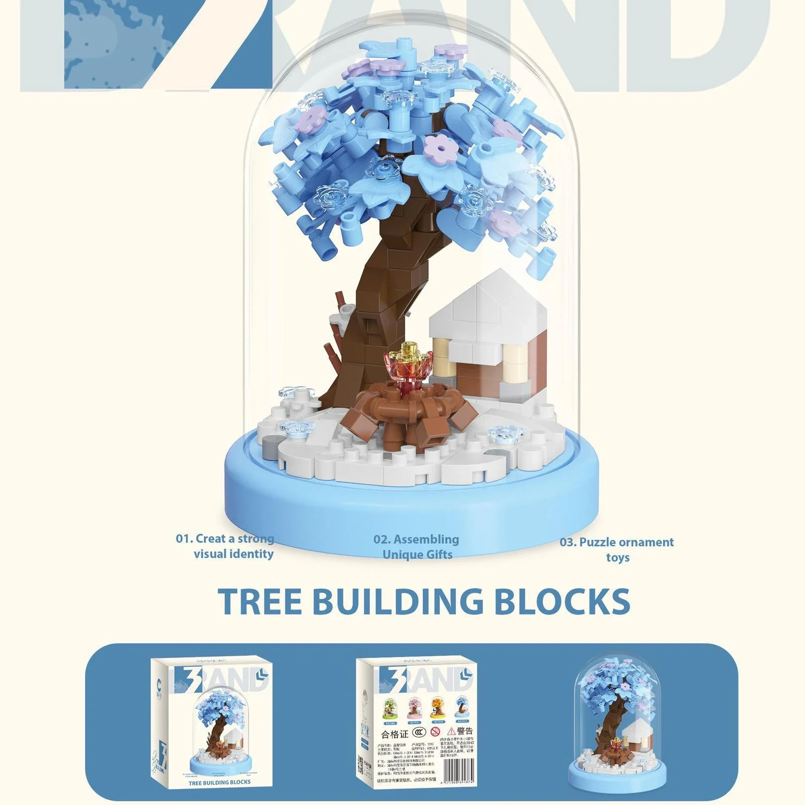 Building Blocks Potted Plants Kit Sakura Tree House Preserved Flowers Bonsai Kid Creative Puzzle Toy Girls Romotic Birthday Gift