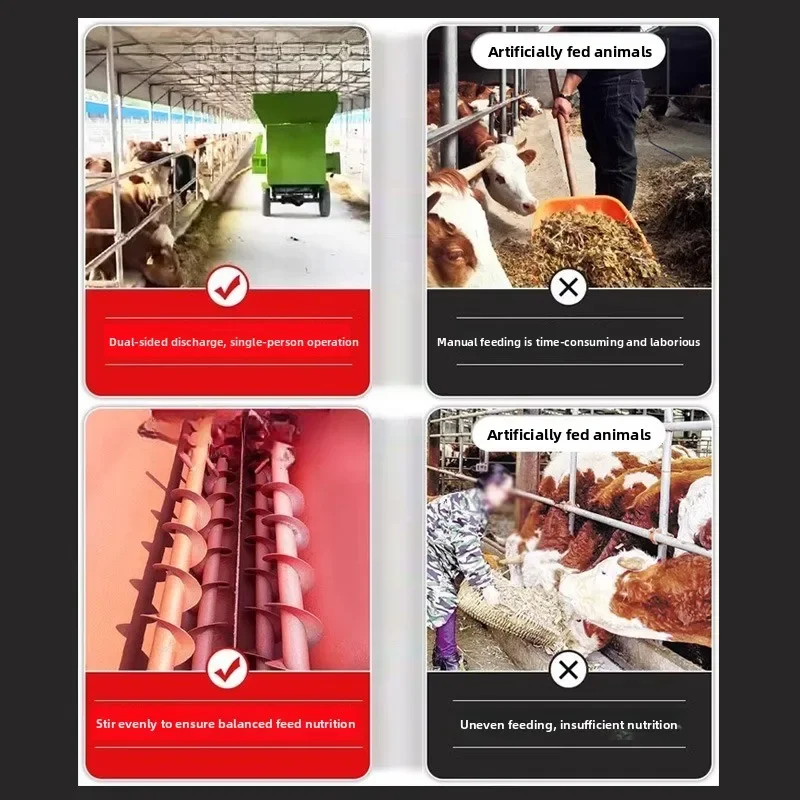 Breeding Cattle and Sheep Electric Three-wheeled Forage Feed Vehicle Fully Automatic Farm Livestock Feeding
