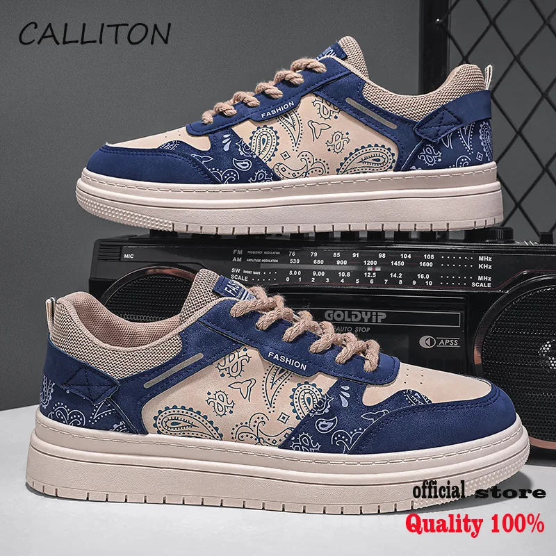 

CALLITON Leisure Shoes For Men Sneaker Fashion Breathable Lace-up Athletic Low Help Mesh Soft-Soled Flat Canvas Shoes 2023 Autu