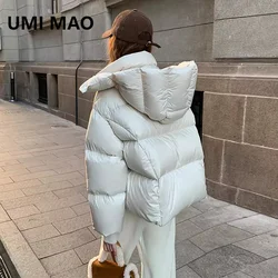 UMI MAO Daunenjacke für Damen, High-End-Wintermode, mit Kapuze, verdicktes Puffgefühl, 90°, weiße Entendaunen, kleine Brotjacke