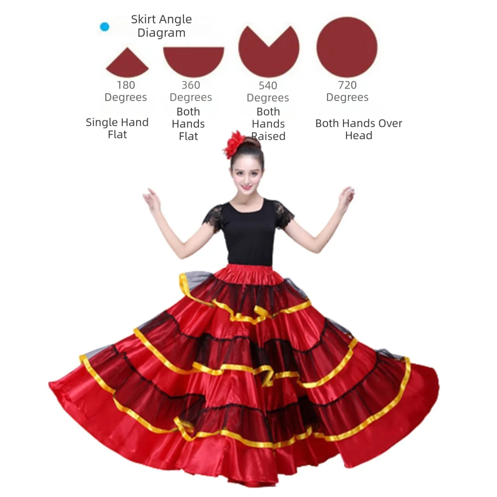 Mode Glatte Spanisch Flamenco Rock Polyester Party Bauchtanz Kostüme Große Schaukel Ballroom Dance Gypsy Frauen Rock Tanz