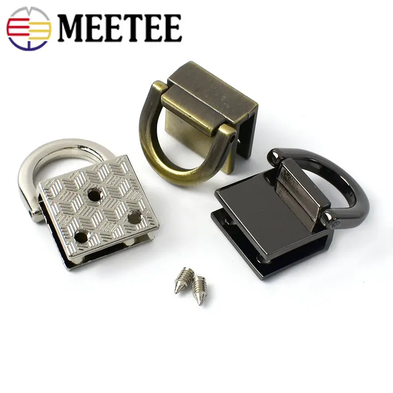 2/4Pcs Metal D Ring Bag Side Clip Buckle Screw Connector Clasp Handbag Strap Hanger Leather Purse Belt DIY Hardware Accessories