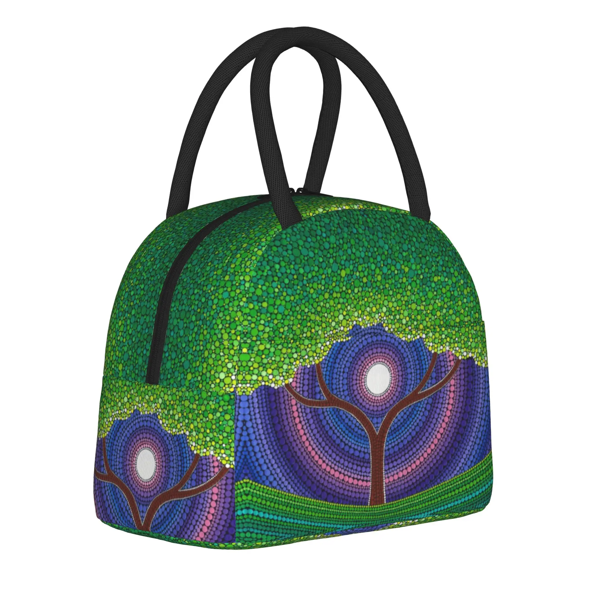 Happy Tree of Life Insulated Lunch Bag Thermal Bag Reusable,Meal Container  Leakproof Tote Lunch Box Girl Boy School  Picnic