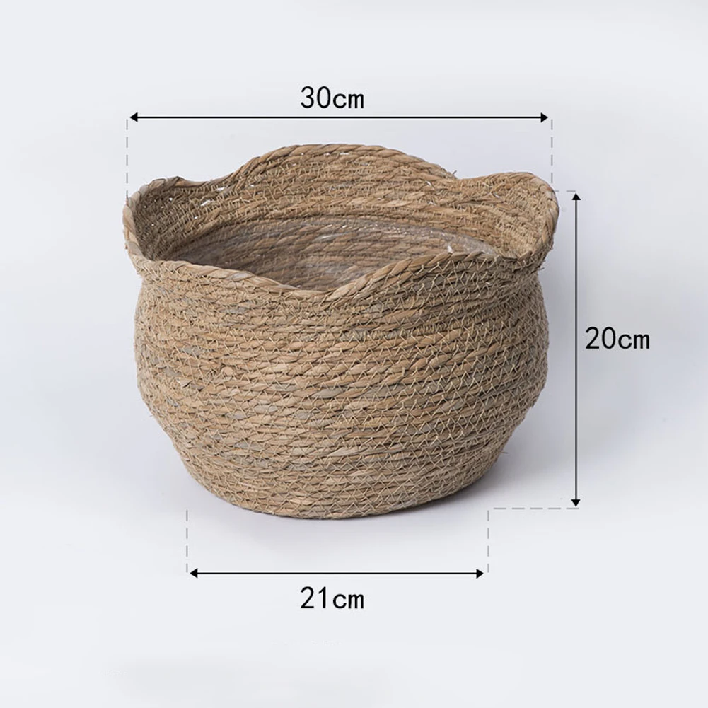 Woven Plant Pot Basket Made of Natural Straw with Liner for Home Interior Decor Rustic Charm 28cm or 30cm Height