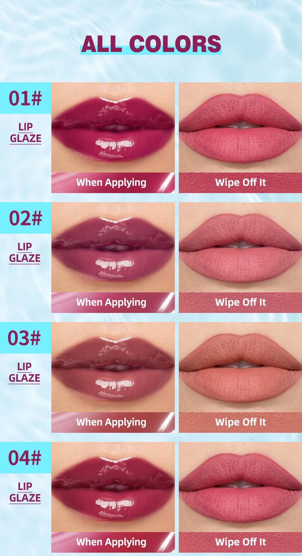 QIBEST Kristall-Lipgloss Spiegel-Wasser-Effekt Lip Glaze Langanhaltender Feuchtigkeitsspendender Lippenbalsam Aufpolsternder Gloss-Öl Hydratisierendes Make-up Lip Tint – Detail 8