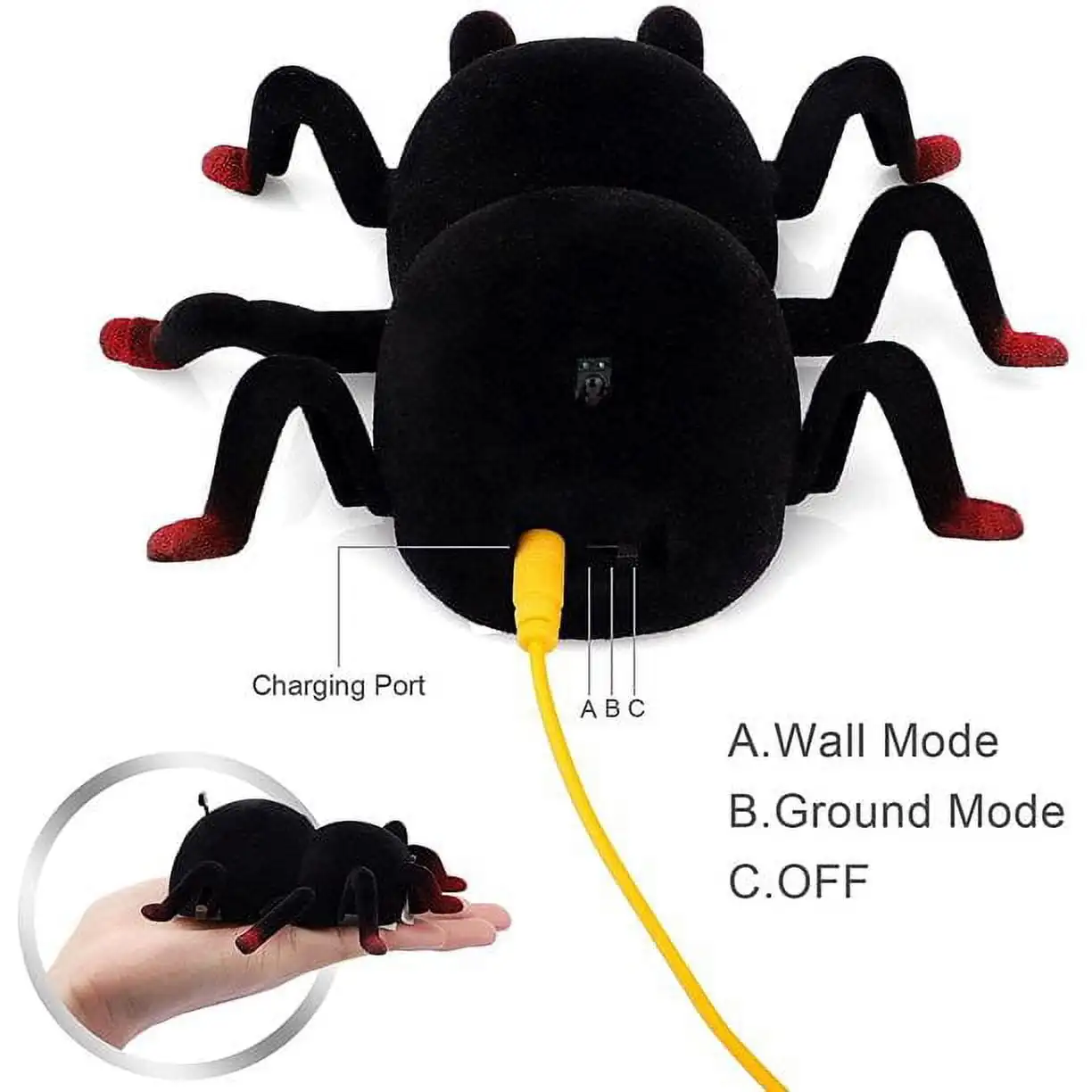 Parede escalada aranha carro de controle remoto aranha halloween brincadeira brinquedo realista falso diversão alimentado por bateria robô aranha