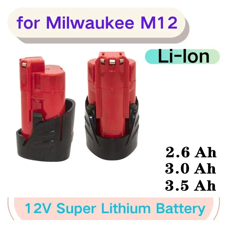 Batería recargable para Milwaukee M12, 3,0 Ah, 12V, herramienta Milwaukee M12, 48-11-2402, 48-11-2401MIL-12A-LI, 48-11-2411