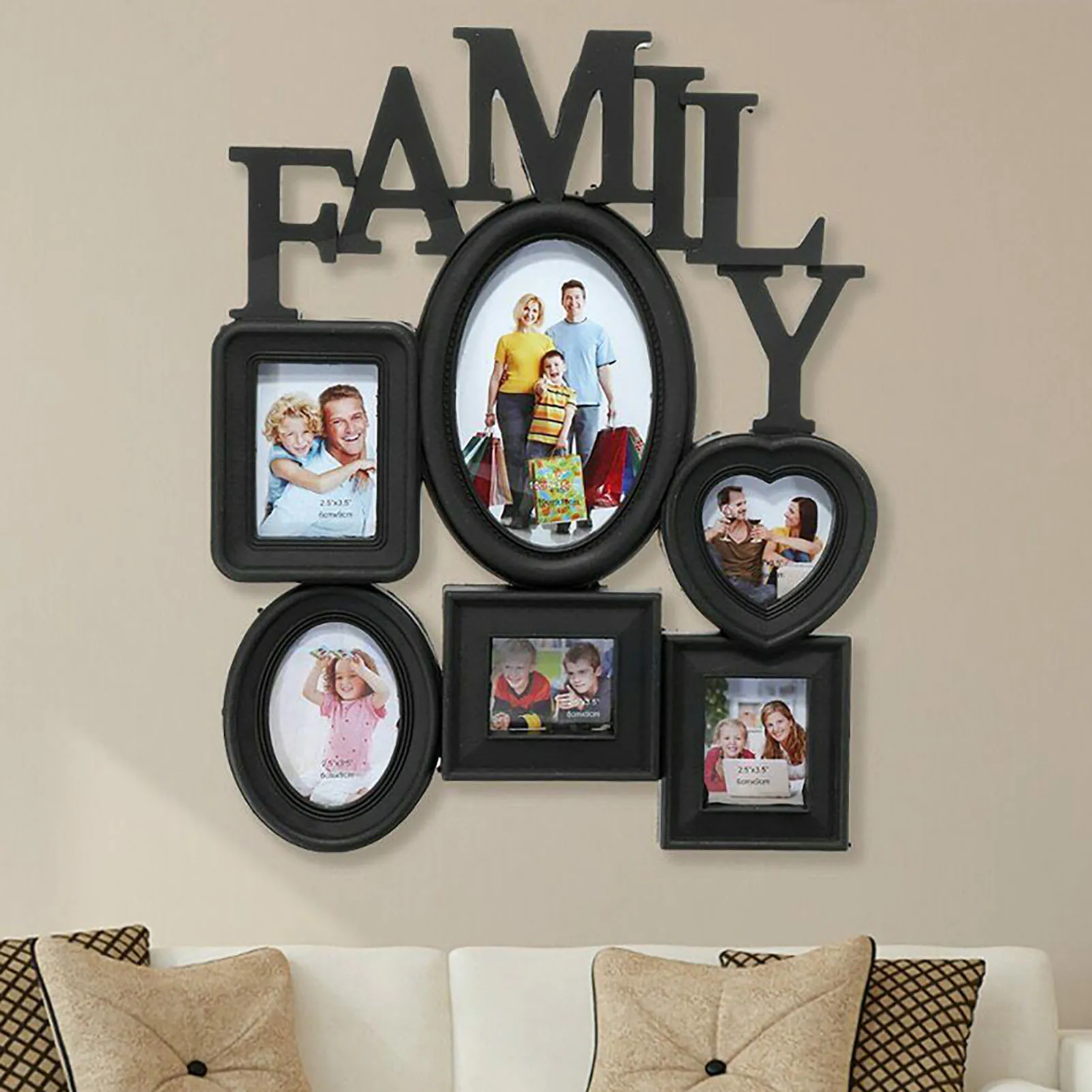 6 Pictures Family Photo Frames Wall Mount Photo Frame Home Room Ornament for Bedroom Living Room Home Decor