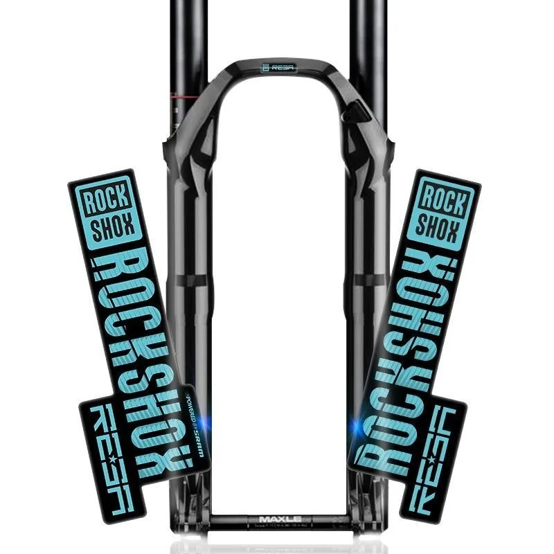 Conjunto de Adesivos para Garfo Dianteiro de Bicicleta (Spool & Logo) para Suspensão MTB 2020 RO/SHOX REBA RL - Decalques de Vinil Opaco para Reposição - Acessórios para Bicicleta