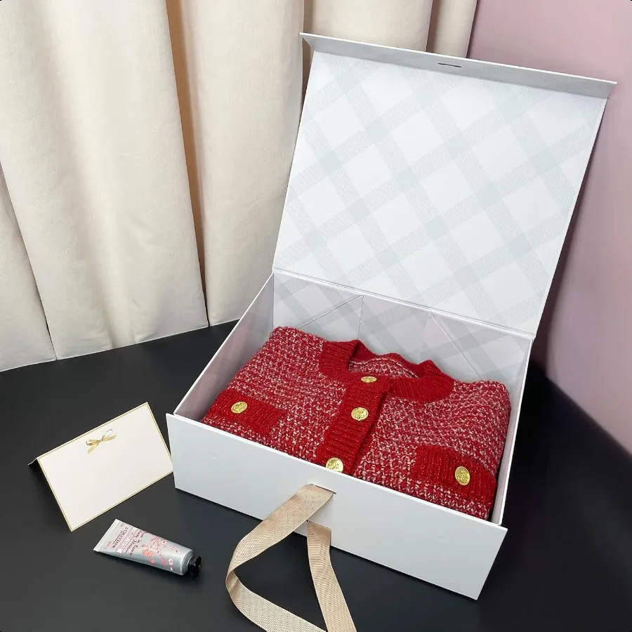 White Large Gift Box 13.2x10.6x5in Premium Present Box with Magnetic Lid and Ribbon for Holidays Wedding Birthday Gift Packagin