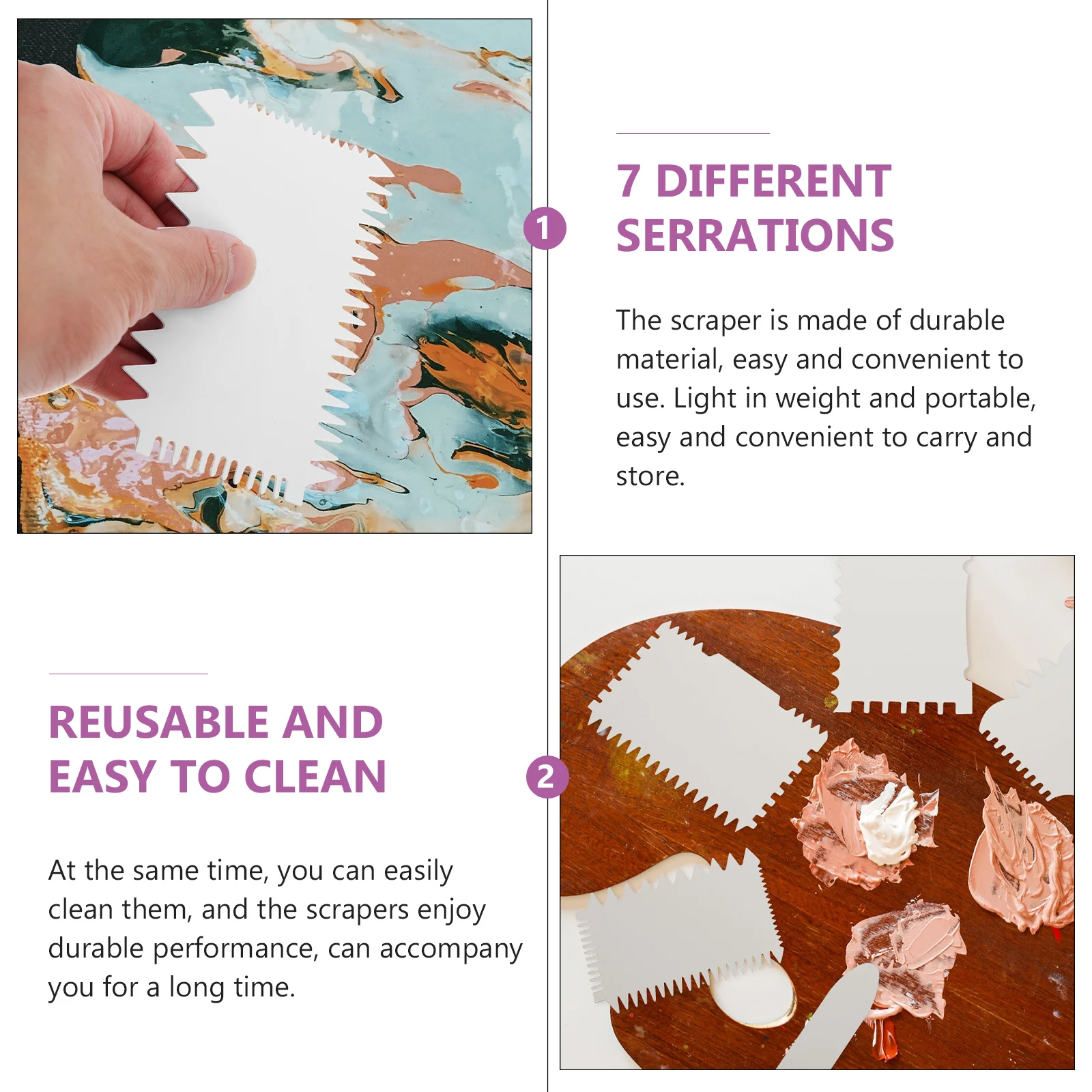 

7 Pcs Painting Scrapers Wavy Acrylic DIY Texture Art Tool Lightweight Portable Easy Clean Durable Performance