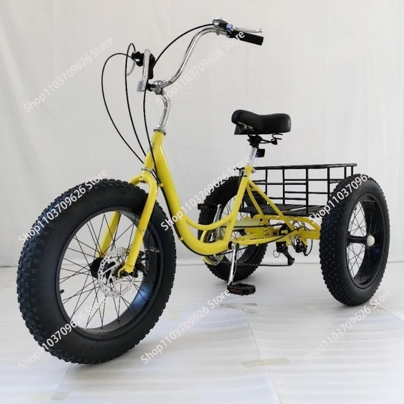 20 inch fat tire pedal tricycle, human variable speed tricycle 4.0 outer tire 7 speed tricycle wholesale