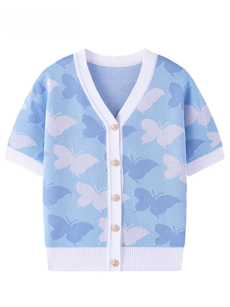 

JZZDEMM Вязаный ор Све с вышивкой Открытый кардиган Женский облегающий модный модный винтажный топ