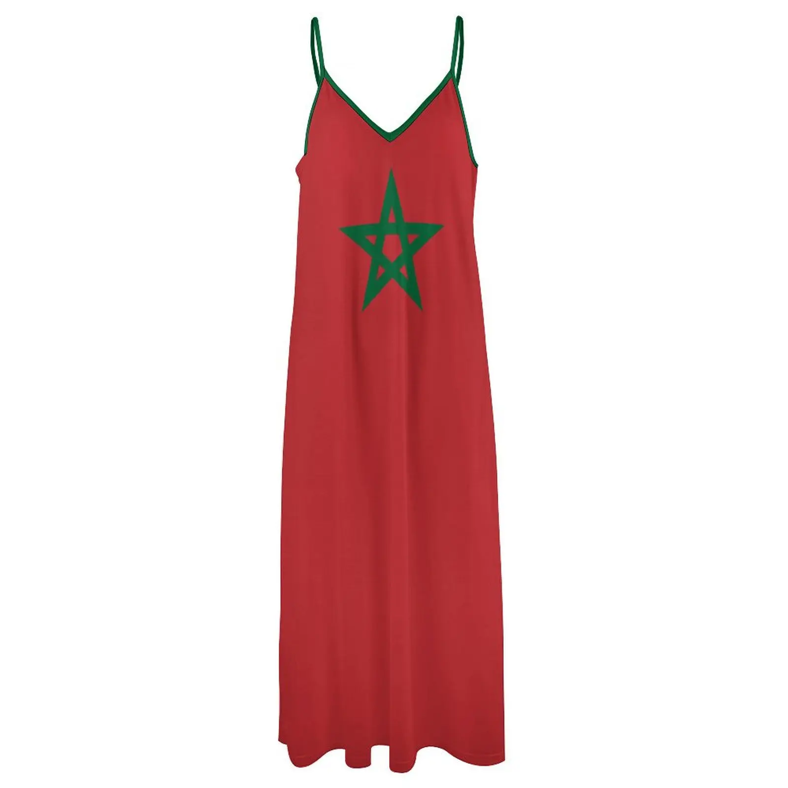 Long Dresses Dress Morocco Flag Print New Casual Sleeveless Women\'s V-Neck Printed Dress Swing Retro Dresses