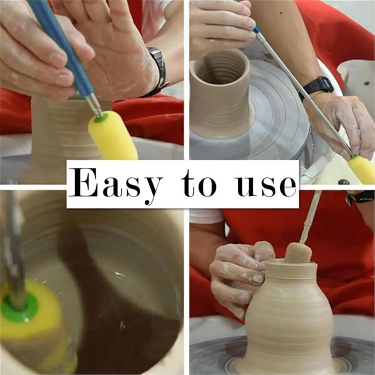 【BAAQ】 توفر أدوات الفخار أداة توزيع السيراميك مع عصا إسفنجية تلسكوبية، أدوات توزيع الطين #6