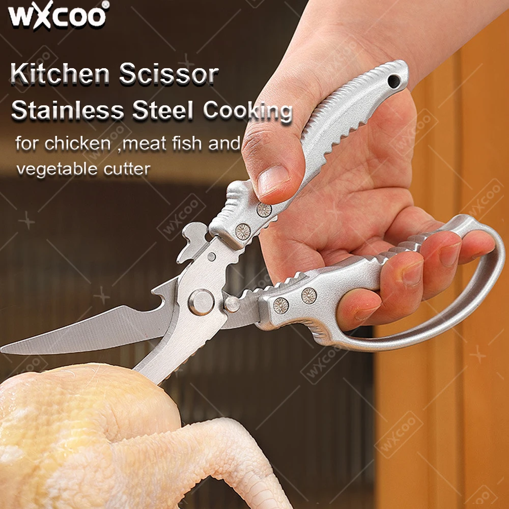 WXCOO Kitchen Scissors Chicken Bone Scissors Multi-Functional Meat Vegetable Fish Anti-Slip Handle Scissors Kitchen Specialised