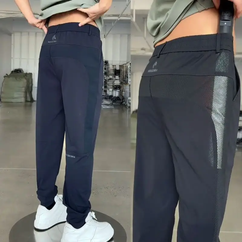Ice Silk Quick-drying Breathable Mesh Men's Summer New Elastic Casual Sports Trousers Air-conditioning Casual Loose Pants