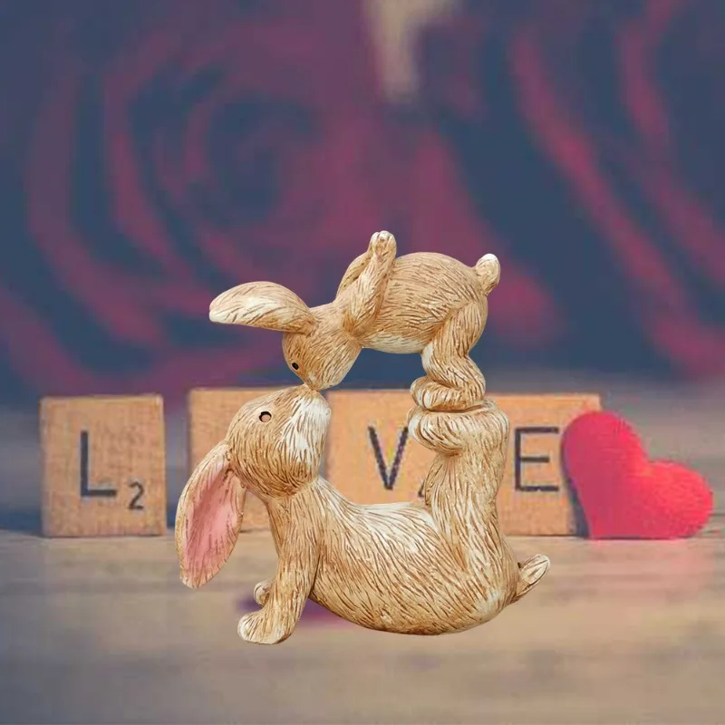 

Couple Kissing Rabbit Statue, Kissing Rabbit Resin Decorative Accessories, Desktop Home Decoration, Couple Gifts