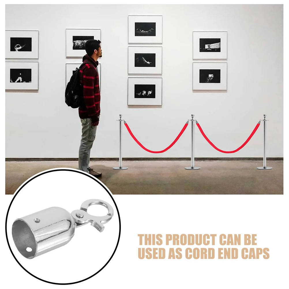 Rope End Stop Cord Stopper Metal Cap Guardrail Hook Hooks Crowds Control Connector Locks