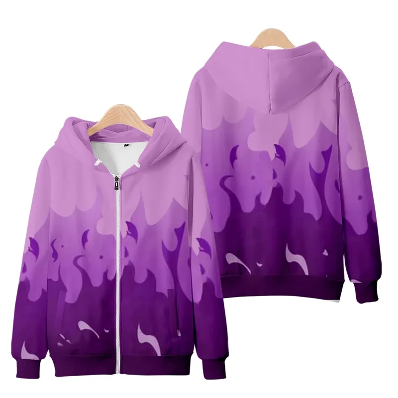 Aphmau merch zipper hoodie flame purple and red 3D print jacket coat women and men streetwear clothes kawaii kids tops