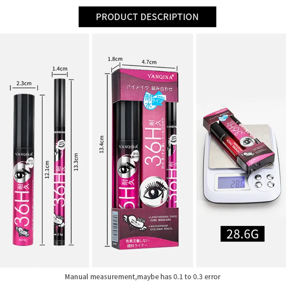 Novo grosso fino rímel delineador conjunto encaracolado sweatproof 4d fibra rímel 24h efeito duradouro rímel à prova dwaterproof água para maquiagem dos olhos
